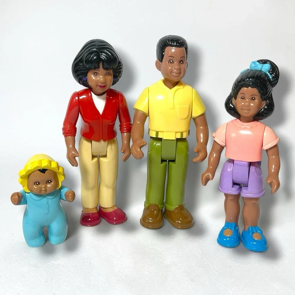 4 Vintage Little Tikes Grand Mansion Dollhouse African American Family Figures